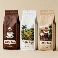 Sacs d'emballage pour café imprimés sur mesure, refermables, 500g, scellés sur huit côtés, en aluminium, résistants à l'humidité
