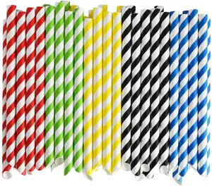 Striped Paper Straws Disposable Paper Straws Drinking Straws Popular Striped Pattern Food Grade Paper Straws