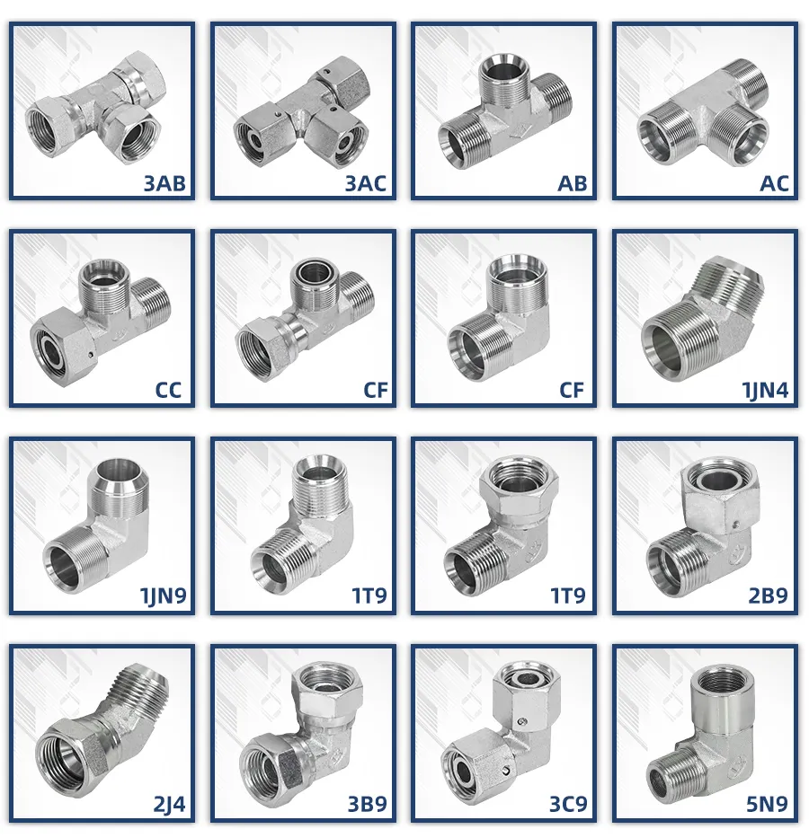 Raccord en T égal de compression raccord de tuyau de mamelon en acier au carbone adaptateur en T égal hydraulique vanne commune AB