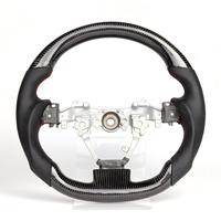 Volant en fibre de carbone Toyota Alphard Vellfire, cuir perforé, surpiqûres rouges, forme D, personnalisé