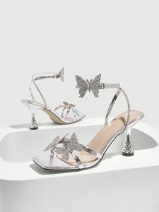 Ladies' Stiletto Heel <b>Sandals</b> with 3D Flower & Enamel Heels, Elegant Character Women Quality High Heel Pumps - Product Image 3