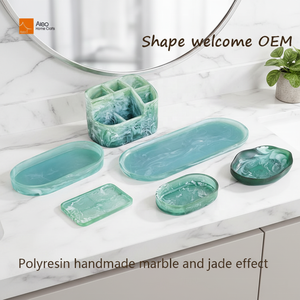 Plato <span class=keywords><strong>de</strong></span> Resina Brillante <span class=keywords><strong>de</strong></span> Lujo Moderno Hecho a Mano con Colores Jade, Bandeja Decorativa para el Hogar, Almacenamiento y Exhibición <span class=keywords><strong>de</strong></span> Joyas y Perfumes - Product Image 2