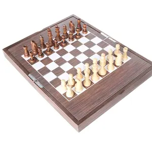 2021高級ウッドチェスセットクラフト折りたたみボード木製ボードチェスセットティーンエイジャー向けトーナメントゲームチェスセット