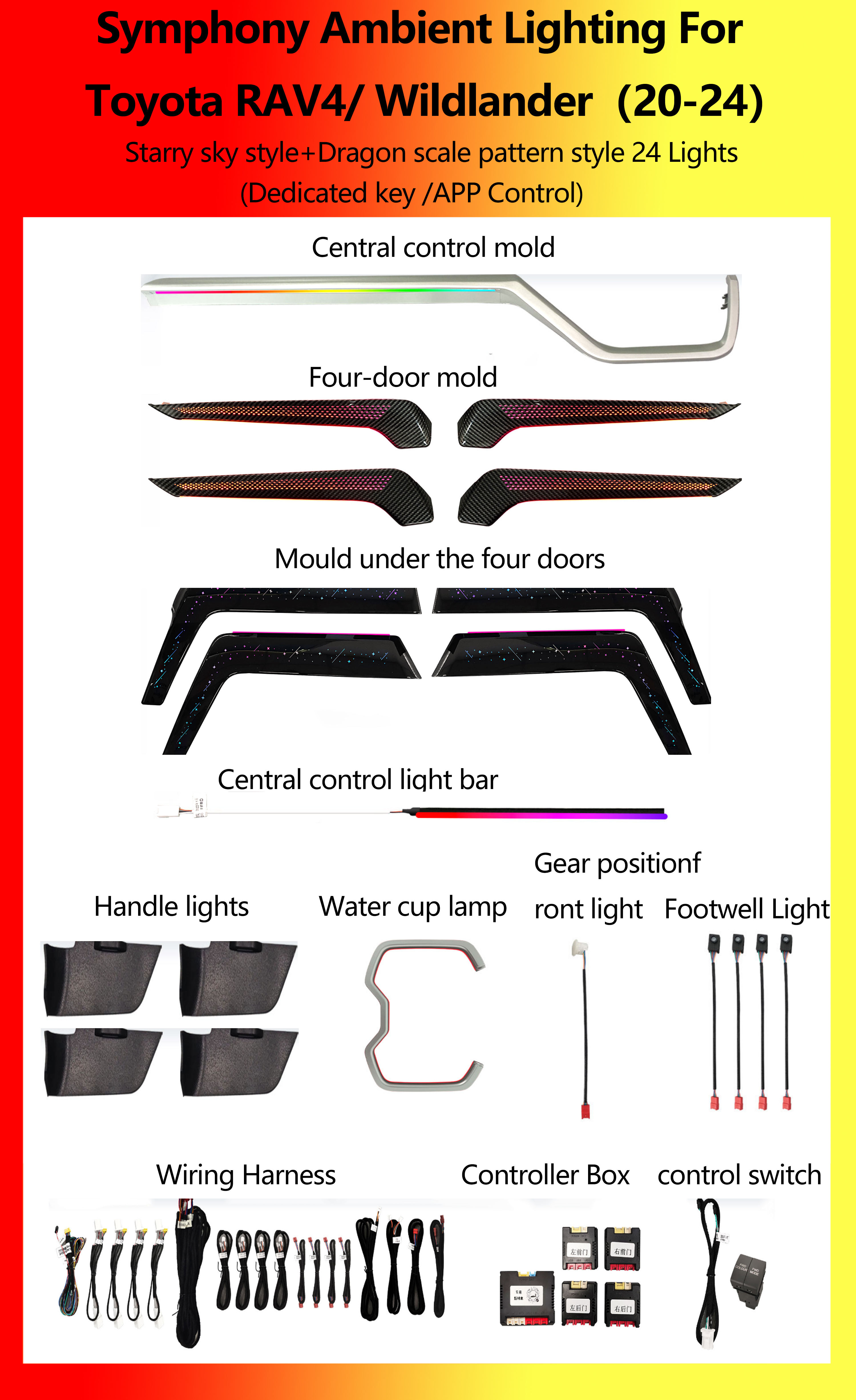 โตโยต้า RAV4/ Wildlander ไฟ 24 ดวง ลายท้องฟ้าดาว+เกล็ดมังกร