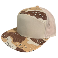 Gorras Snapback estructuradas de 7 paneles OEM logotipo bordado personalizado sombrero de camuflaje del desierto gorras de camionero de malla de camuflaje de algodón/poliéster