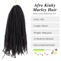 Orientfashion Cheveux Tressés Marley au Crochet Bouclés Afro, 18-24 Pouces, Extensions Synthétiques Marley Twist Douces pour Femmes