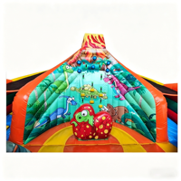 Château gonflable à thème volcanique de dinosaures avec aire de jeux, utilisation sèche et humide, équipement de divertissement pour fêtes d'enfants