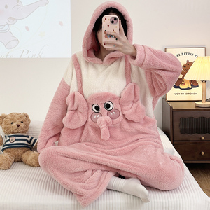 Pyjama une pièce en polaire corail pour <span class=keywords><strong>femme</strong></span>, épais, double face, en flanelle thermique, pour couple, ensemble de vêtements de nuit - Product Image 5