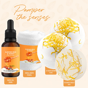 Ensemble de soins relaxants pour la beauté et le bien-être, au lait d'amande et au miel, 10 pièces, pour la douche, le <span class=keywords><strong>bain</strong></span>, kit de soins pour la maison, emballage de soins de <span class=keywords><strong>bain</strong></span> - Product Image 3