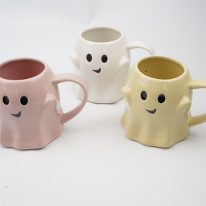 Tasses à café en porcelaine faites à la main, créatives, originales, fantaisie, à thème de dessin animé fantôme, de marque Jiusi, sûres pour les aliments, très vendues pour Halloween - Product Image 3