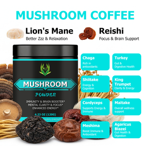 Suplemento Dietético de Polvo de Hongos con Chaga y Cola de Pavo, Apoya el Mejoramiento del Sistema Digestivo y la Concentración Mental, Bebida de Café con Hongos - Product Image 4