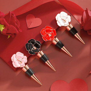 Rose Gold <b>Wine</b> Stopper Rose Flower Design Zinc Alloy Sealing Bottle Plug For <b>Wine</b> Preservation Gift - Product Image 4