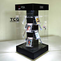 Vitrine d'exposition rotative en acrylique LED personnalisée pour cartes TCG, Pokémon, BGS, CGC – Présentoir poli pour cartes de collection