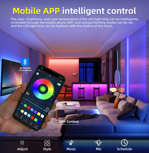 Bande lumineuse <span class=keywords><strong>LED</strong></span> de 16,4 pieds, 300 <span class=keywords><strong>LED</strong></span>, AC 100-240V, SMD 2835, <span class=keywords><strong>ruban</strong></span> <span class=keywords><strong>LED</strong></span> flexible avec télécommande par application, pour la décoration de fond de télévision - Product Image 5