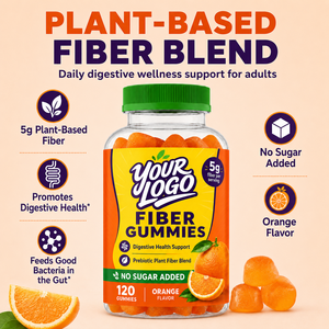 Natural Fiber Gummies Prebiotic Nutrition Formula Provide Energy Daily Wellness No Sugar Vegan Orange Flavored Fiber Gummies - Product Image 5