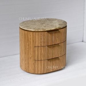 OEM ODM Nordic Minimalist Modern Design Solid Wood Bedstand Nightstand Natural Marble Travertine Sofa <strong>Side</strong> <strong>Table</strong> <strong>Storage</strong> for - Product Image 2
