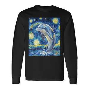 Camiseta de manga larga con estampado de noche estrellada estilo Van Gogh de Dolphin - Product Image 1