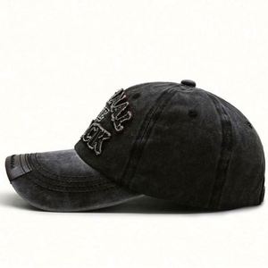 3D Embroidery Digital Printing Adjustable Washed Cotton Custom Distressed Vintage Letter Pattern Image Baseball Cap Dad <b>Hat</b> - Product Image 3