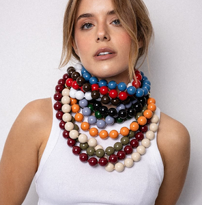 Collana Woying 2026 Bohemien in Resina Acrilica Lucite con Catena in Bambù Annodata a Mano e Ciondolo con Perline Rotonde, Regalo Unisex - Product Image 1