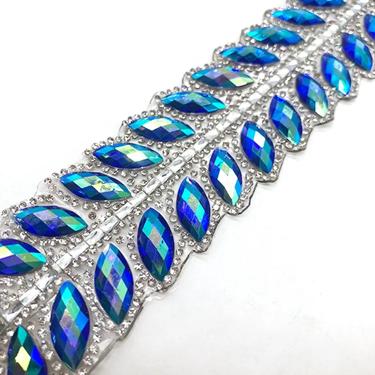 Cristal de cadena de diamantes de imitación de novia cristales apliques de Strass banda resina cristal malla Trim
