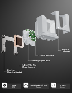 UpHere 240mm casing PC game <span class=keywords><strong>CPU</strong></span> pendingin air 5V ARGB Radiator cairan pendingin PC kipas dengan AM5 AM4 1851 1700 - Product Image 5
