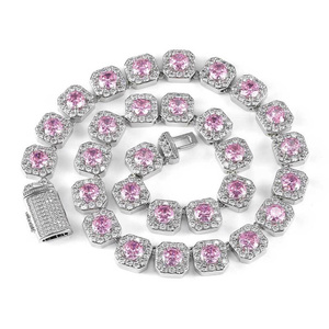 Collier chaîne tennis multicolore en strass pour hommes et femmes, bijoux de déclaration hip-hop style Iced Out - Product Image 6