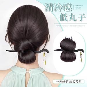 Perruque chignon basse avec clip pour femme, style ancien Hanfu, perruque chignon fleuri, chignon lâche, perruque de style chinois, sac FT014 - Product Image 5