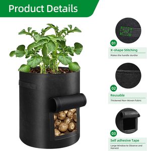 Macetas de Fieltro Biodegradables Transpirables de Alta Calidad, Bolsas Cuadradas de 10 Galones para Cultivo de Vegetales, para Cultivar Patatas y Zanahorias al Aire Libre - Product Image 5