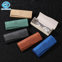 Étui à lunettes optique portable fait à la main en cuir PU étui à lunettes de soleil Logo personnalisé boîte d'emballage de lunettes