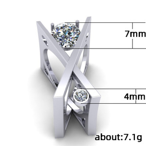 Anello a Forma di X per Donne con Pietra Scintillante, Gioiello da Dito alla Moda per Feste - Product Image 4