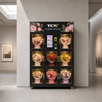 Fournisseur de distributeurs automatiques de fleurs fraîches réfrigérées en libre-service 24h/24 et 7j/7 avec écran tactile et paiement par billets, pièces et cartes de crédit