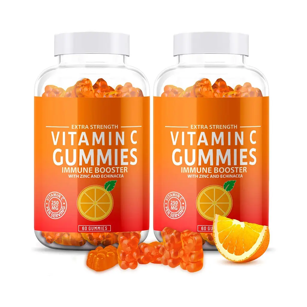 OEM Organik 15000Mg Vitamin C Gummies Pemutih Kulit Formula Kuat Kolagen Vitamin C Fudge