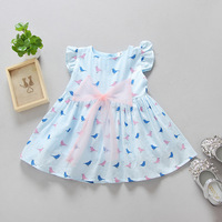 Großhandelspreis Sommerkleid für Mädchen mit Vogelmotiv und Muster