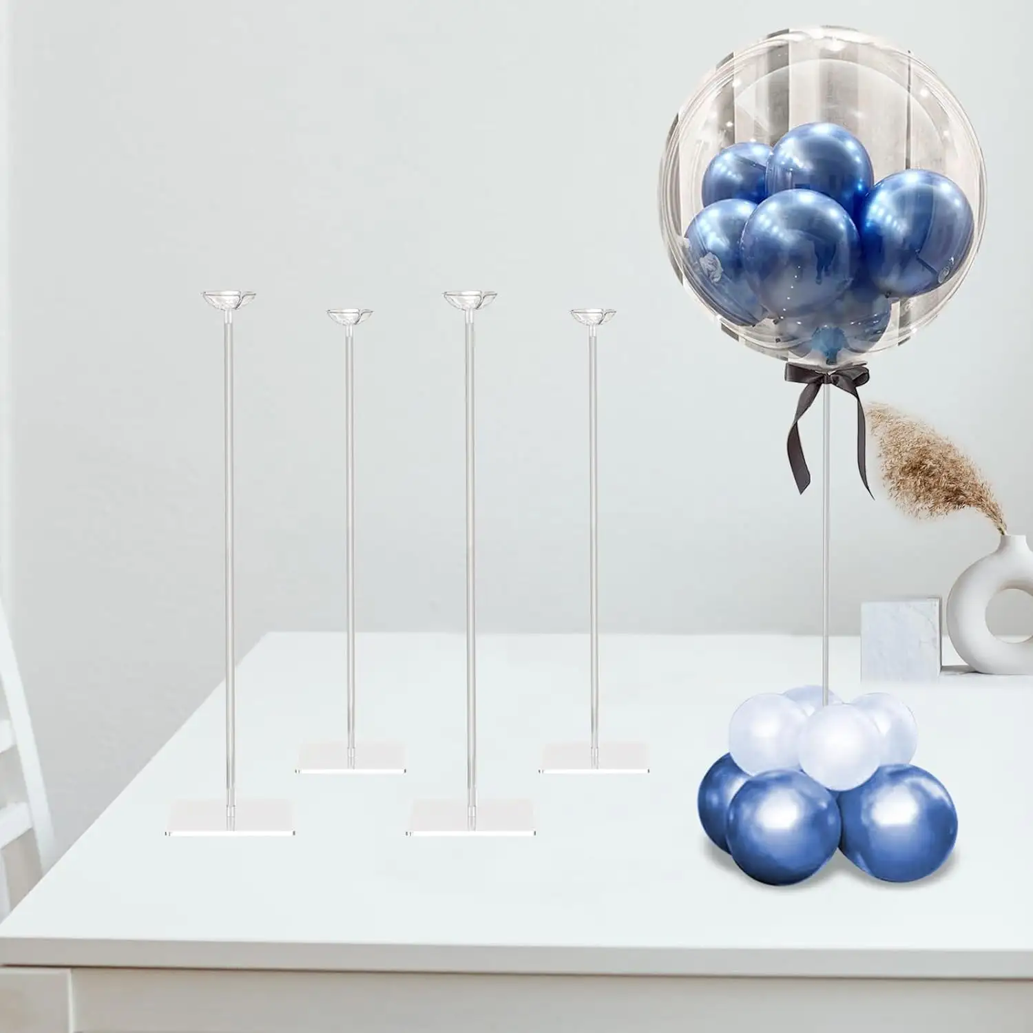 Подставка для воздушных шаров из прозрачного акрила высотой 23,6 дюймов для украшения стола, набор из 4 штук