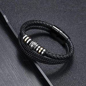 Wholesale High Quality Vintage Woven Multi Layer Magnetic Handmade Forever Love Stainless Bracelet Son for Father <b>Men</b> - Product Image 2