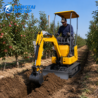 Mini-excavatrice sur chenilles diesel de 0,8 tonne, chenilles en caoutchouc, pelle hydraulique pour opérations en espace restreint