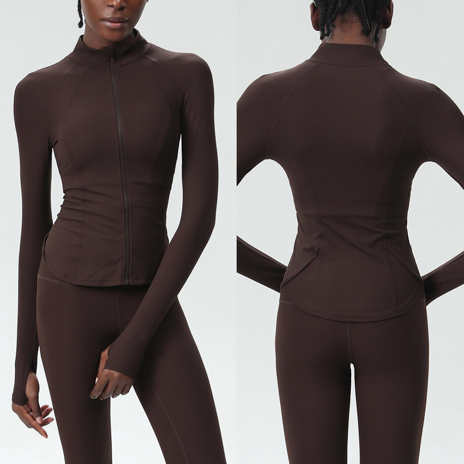 light micro-pressure zipper sports jacket, distilled coffee