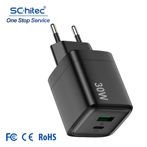 Cargador Schitec Ultra Slim EU 30W Gan, Carga Rápida Tipo C 30W QC18W, Adaptador de Enchufe de Pared Portátil para iPhone, Samsung y Teléfonos Android - Product Image 1
