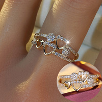 Bague en forme de cœur plaquée or 18 carats, en acier inoxydable, résistante à l'eau et inaltérable, de la marque Fanhua.