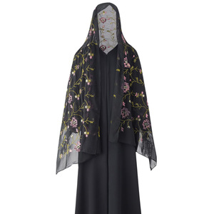 Set Hijab Elegante in Lana e Chiffon <span class=keywords><strong>con</strong></span> Ricami Floreali, <span class=keywords><strong>Abito</strong></span> in Stile Etnico <span class=keywords><strong>con</strong></span> <span class=keywords><strong>Maniche</strong></span> Lunghe e Abaya <span class=keywords><strong>a</strong></span> <span class=keywords><strong>Maniche</strong></span> <span class=keywords><strong>a</strong></span> <span class=keywords><strong>Pipistrello</strong></span> - Product Image 2