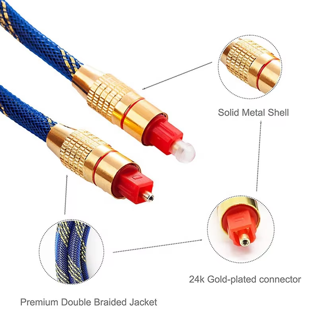 Basics Digital Optical Audio Coaxial Cable Toslink Gold-Plated for Sound Bar TV DVD Player for 1M 1.5M 2M 3M 5M 30M Lengths