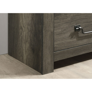 Rustic Gray Wooden Nightstand 2 <b>Drawer</b> Melamine Paper Antique Brass Drop Handles Bedroom <b>Storage</b> <b>Drawer</b> Unit - Product Image 3