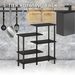 5-Tier Grey/Black Metal Round Shape Standing Type Display <b>Rack</b> 5-Layer Rotating <b>Spice</b> <b>Rack</b> for Any Room Multipurpose Shelf - Product Image 2