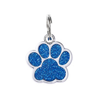 Étiquette d'identification pour animaux de compagnie en métal, avec motif de patte scintillante, personnalisable par sublimation, pour chien et chat, accessoires de collier, porte-clés
