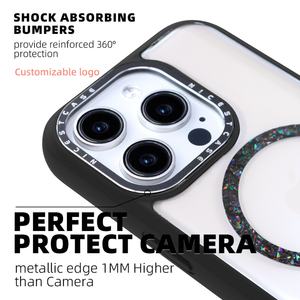 Coques de téléphone transparentes en époxy pailleté pour impression UV, coque de téléphone transparente magnétique en TPU mat pour iPhone 16 15 14 13 Pro Max - Product Image 2