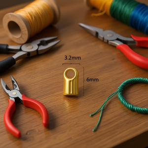 Terminale per cordoncino Ilan 3,2 mm x 6 mm colore oro per bracciali, 100 pezzi - Product Image 2