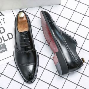 Men's Genuine Leather Oxfords Pointed Toe <b>Slip</b>-<b>On</b> Solid Black Dress Shoes Office Career All Seasons - Product Image 5