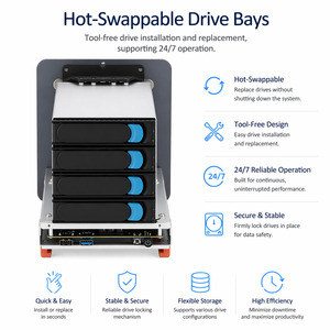 NAS 4 baies entièrement personnalisable, routeur avancé, mini serveur, PC de bureau barebone, CPU Celeron I5-10210U, 2x SSD, 4x HDD, 4x LAN - Product Image 6