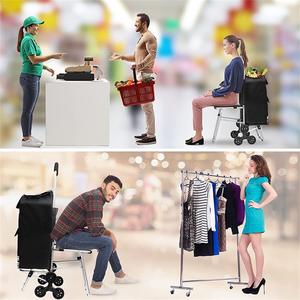 Kleine Winkelwagen Opvouwbare Winkelwagen Supermarkt Boodschappen Voedselmand Draagbare Stoel - Product Image 6