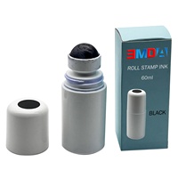 Haute qualité personnalisé 60ml tampon encreur rouleau boule bouteille conception personnalisée bouteille en plastique couleur noire liquide encre de timbre permanente